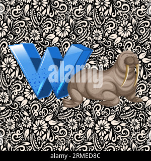 Lettre minuscule alphabet W , Alphabet lettre Design, Alphabet lettre illustration, dernier Art, illustration de lettrage, vecteur alphabet, vecteur de police Illustration de Vecteur