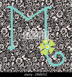 Lettre alphabétique M, Alphabet Letter Design, Alphabet Letter illustration, Latter Art, lettrage illustration, vecteur alphabet, vecteur de police Illustration de Vecteur