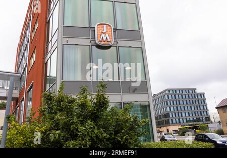 Signes et symboles, logo JM AB, Uppsala, Suède. Banque D'Images