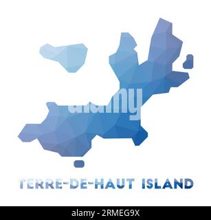 Carte basse poly de l'île de Terre-de-Haut. Carte polygonale Terre-de-Haut Island. Technologie, Internet, concept de réseau. Illustration vectorielle. Illustration de Vecteur