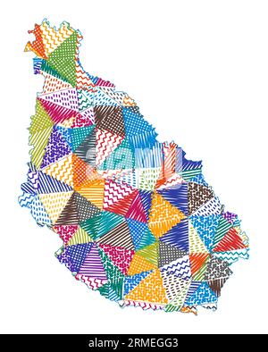 Carte de style enfant de l'île de Santiago. Polygones dessinés à la main en forme d'île Santiago. Illustration vectorielle. Illustration de Vecteur