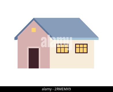 Objet vectoriel couleur semi-plat pour bâtiment résidentiel Illustration de Vecteur