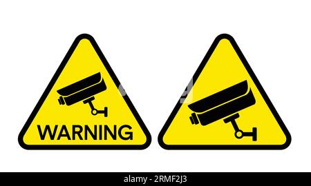Panneau d'avertissement de la caméra de surveillance en fonctionnement. Illustration isolée vectorielle Illustration de Vecteur