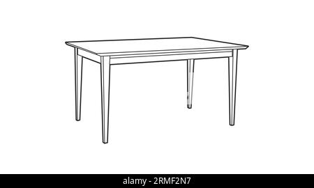 Vecteur isolé Illustration d'une table en bois. Illustration linéaire noir et blanc Illustration de Vecteur