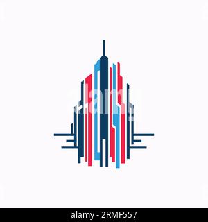 Logo futuriste de NYC Skyline, capturant l'évolution urbaine et le paysage urbain moderne. Illustration de Vecteur