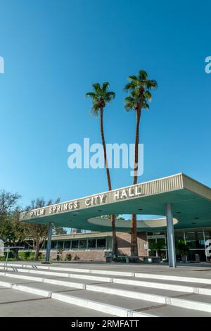 Hôtel de ville de Palm Springs, architecture moderniste du milieu du siècle, Californie Banque D'Images