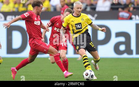 Dortmund, Deutschland. 19 août 2023. Firo : 19.08.2023 1.Bundesliga première division saison 2023/24 BVB Borussia Dortmund - 1.FC FCK Koln Koeln 1:0 Marco Reus duels contre Luca Waldschmidt BVB/dpa/Alamy Live News Banque D'Images