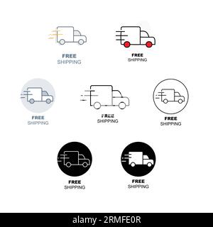 Icône de camion de livraison rapide, symbole de livraison express, logo de camion d'expédition rapide, emblème de fourgon de livraison rapide, icône de transport Swift, livraison accélérée. Illustration de Vecteur
