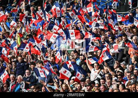 Saint-Denis, France, France. 27 août 2023. Supporters de France lors du match de la Summer Nations Series entre la France et l'Australie au Stade de France le 27 août 2023 à Saint-Denis près de Paris. (Image de crédit : © Matthieu Mirville/ZUMA Press Wire) USAGE ÉDITORIAL SEULEMENT! Non destiné à UN USAGE commercial ! Banque D'Images