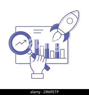 Performance marketing numérique, icône ROI, icône orientée conversion, analyse marketing, Marketing orienté données, marketing axé sur les résultats et basé sur les mesures. Illustration de Vecteur