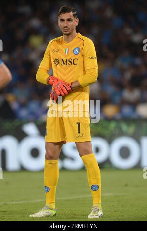 Naples, Italie. 27 août 2023. Alex Meret de SSC Napoli pendant le match de Serie A entre SSC Napoli et US Sassuolo au stade Diego Armando Maradona (image de crédit : © Agostino Gemito/Pacific Press via ZUMA Press Wire) À USAGE ÉDITORIAL UNIQUEMENT ! Non destiné à UN USAGE commercial ! Banque D'Images