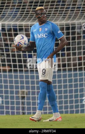 Naples, Italie. 27 août 2023. Victor Osimen de SSC Napoli lors du match de Serie A entre SSC Napoli et US Sassuolo au stade Diego Armando Maradona (image de crédit : © Agostino Gemito/Pacific Press via ZUMA Press Wire) À USAGE ÉDITORIAL UNIQUEMENT ! Non destiné à UN USAGE commercial ! Banque D'Images