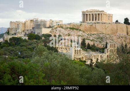 Vue de l'Akropolis à Athènes, Grèce Banque D'Images