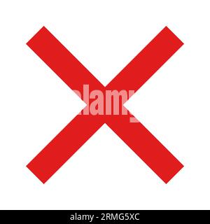 Icône en forme de croix rouge. Symbole No ou bouton X pour corriger, voter, vérifier, non approuvé, erreur, décision erronée et ratée. Illustration vectorielle Illustration de Vecteur