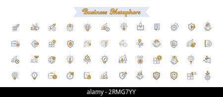 Icônes de ligne pour le succès des affaires : un ensemble moderne et polyvalent d'icônes vectorielles pour la croissance des affaires, la vision du marketing, le soutien à la clientèle, la solution d'idée, mis Illustration de Vecteur