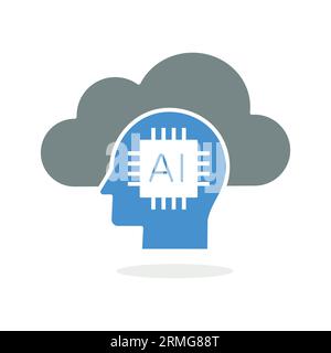 Cloud Computing with IA icon - illustre le concept de cloud computing et d'intelligence artificielle. Illustration de Vecteur