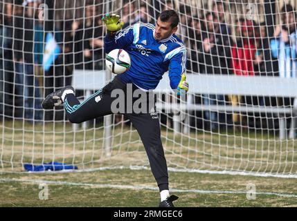 Équipe nationale Argentine de football s'entraînant à l'Université Georgetown, à Washington DC, le 24 février 2015 avant un match contre les États-Unis Banque D'Images