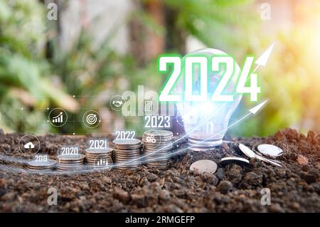 Idées, objectifs et réalisations pour le nouvel an 2024 2024 Banque D'Images