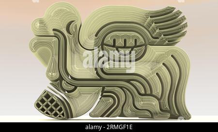 3D Illustration de symboles tels que trouvés dans la civilisation maya, une civilisation mésoaméricaine qui a existé de l'Antiquité au début de la période moderne. Banque D'Images