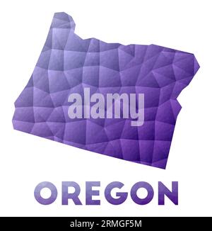 Illustration basse poly de l'état américain de l'Oregon. Motif géométrique violet. Illustration vectorielle polygonale. Illustration de Vecteur