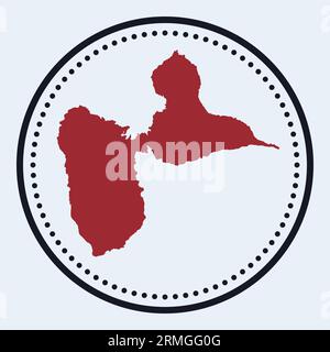 Timbre rond Grande-Terre. Logo rond avec carte de l'île et titre. Badge Grande-Terre minimaliste élégant avec carte. Illustration vectorielle. Illustration de Vecteur