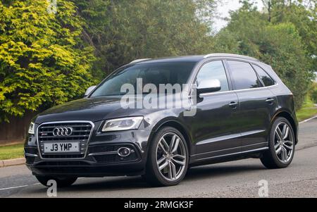 Whittlebury,Northants,UK -Aug 26th 2023 : 2015 Audi Q5 voiture voyageant sur une route de campagne anglaise Banque D'Images