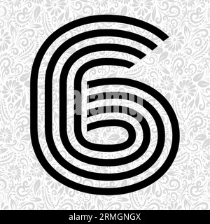 Numéro 6 Latter Art, Alphabet Letter Design, Alphabet Letter Illustration, Latter Art, lettrage illustration, vecteur alphabet, vecteur de police Illustration de Vecteur