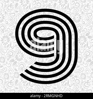 Numéro 9 Latter Art, Alphabet Letter Design, Alphabet Letter Illustration, Latter Art, lettrage illustration, vecteur alphabet, vecteur de police Illustration de Vecteur