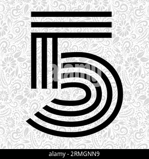 Numéro 5 Latter Art, Alphabet Letter Design, Alphabet Letter Illustration, Latter Art, lettrage illustration, vecteur alphabet, vecteur de police Illustration de Vecteur