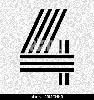 Numéro 4 Latter Art, Alphabet Letter Design, Alphabet Letter Illustration, Latter Art, lettrage illustration, vecteur alphabet, vecteur de police Illustration de Vecteur
