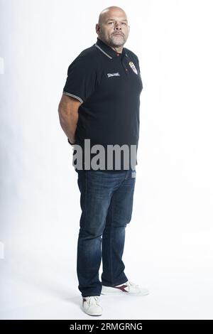 Anvers, Belgique. 28 août 2023. Eddy Faus d'Anvers pose lors d'une séance photo de l'équipe belge de basket-ball Antwerp Giants, devant la Ligue BNXT 2023-2024, lundi 28 août 2023 à Anvers. BELGA PHOTO TOM GOYVAERTS crédit : Belga News Agency/Alamy Live News Banque D'Images