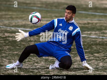 Équipe nationale Argentine de football s'entraînant à l'Université Georgetown, à Washington DC, le 24 février 2015 avant un match contre les États-Unis Banque D'Images