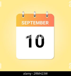 Calendrier quotidien 10th de septembre mois sur note de papier blanc. vecteur Illustration de Vecteur