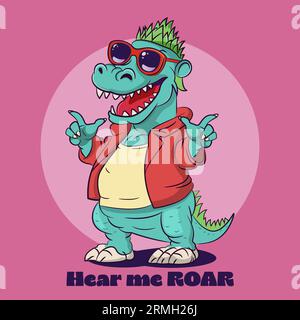 Cool dragon hipster dans des lunettes de soleil. Style rétro. Illustration vectorielle. Illustration de Vecteur