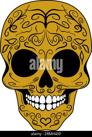 Crâne de sucre mexicain. Jour des morts. Illustration vectorielle. Illustration de Vecteur