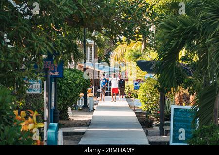 Le chemin principal à travers Placencia township, Belize. Une légende urbaine prétend qu'elle détient le record du monde Guinness de la « rue principale la plus étroite » Banque D'Images