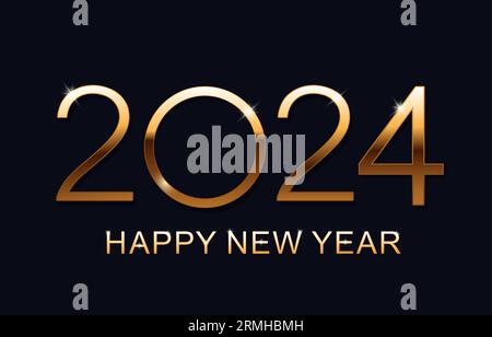 Bonne année 2024. Illustration vectorielle de vacances de nombres métalliques dorés 2024. Illustration de Vecteur