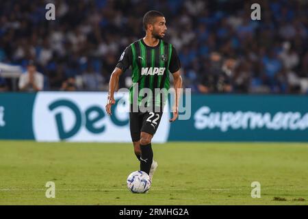 Naples, Italie. 27 août 2023. Jeremy Toljan de l'US Sassuolo lors du match de Serie A entre la SSC Napoli et l'US Sassuolo Calcio au Stadio Diego Armando M. Banque D'Images