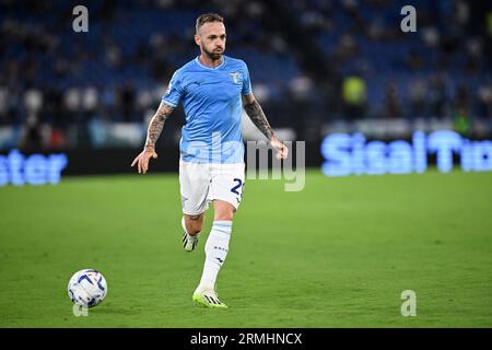 Rome, Italie. 27 août 2023. Manuel Lazzari du SS Lazio lors du match de Serie A entre le SS Lazio et Genoa CFC au Stadio Olimpico le 20 août 2023 à Rome, Italie. (Image de crédit : © Gennaro Masi/Pacific Press via ZUMA Press Wire) USAGE ÉDITORIAL SEULEMENT! Non destiné à UN USAGE commercial ! Banque D'Images