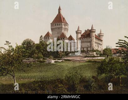 Vufflens-le-Château, Morges, Vaud, Suisse 1890. Banque D'Images