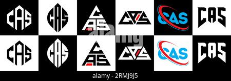 Conception de logo de lettre cas dans le style six. Polygone cas, cercle, triangle, hexagone, style plat et simple avec logo de lettre de variation de couleur noir et blanc se Illustration de Vecteur