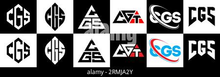 Conception de logo de lettre CGS dans le style six. CGS polygone, cercle, triangle, hexagone, plat et style simple avec le logo de la lettre de variation de couleur noir et blanc se Illustration de Vecteur