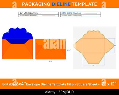 Modèle de ligne de découpe d'enveloppe invité SVG, ai, EPS, PDF, DXF, JPG, fichier PNG Illustration de Vecteur