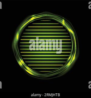 Anneaux électriques lumineux verts et lignes de néon abstrait fond. Conception vectorielle Illustration de Vecteur