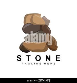 Stacked Stone logo Design, Balancing Stone Vector, Building Material Stone Illustration, Pumice Stone Walpapeer Stone Illustration de Vecteur