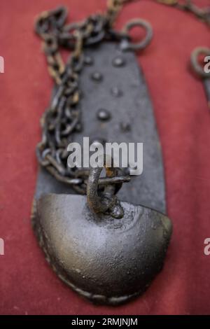 Détail des instruments médiévaux de torture de l'inquisition, histoire Banque D'Images