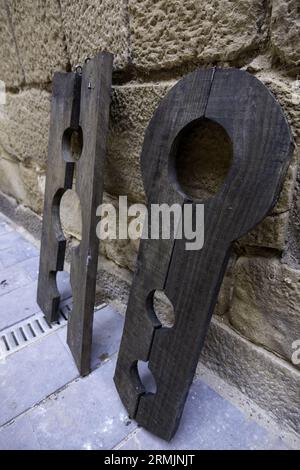Détail des instruments médiévaux de torture de l'inquisition, histoire Banque D'Images