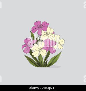 Types de contour vectoriel de fleur sur un fond blanc Illustration de Vecteur