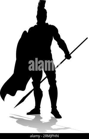 Spartan Silhouette Gladiator Trojan guerrier grec Illustration de Vecteur