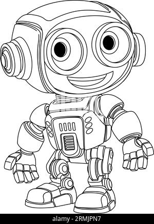 Robot Mascot Cartoon Cute Fun Alien Character Man Illustration de Vecteur